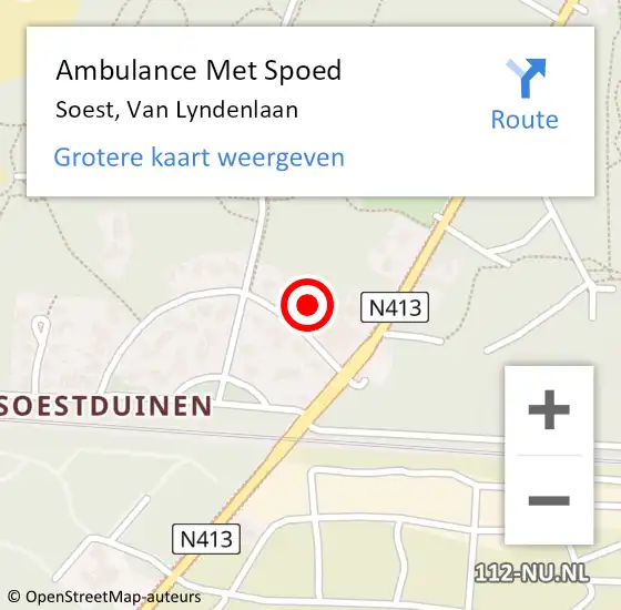 Locatie op kaart van de 112 melding: Ambulance Met Spoed Naar Soest, Van Lyndenlaan op 9 mei 2017 22:40