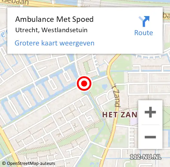 Locatie op kaart van de 112 melding: Ambulance Met Spoed Naar Utrecht, Westlandsetuin op 9 mei 2017 23:16