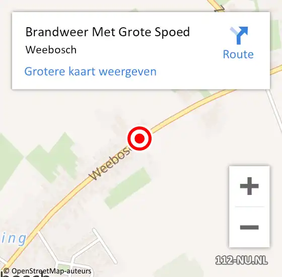 Locatie op kaart van de 112 melding: Brandweer Met Grote Spoed Naar Weebosch op 9 mei 2017 23:37