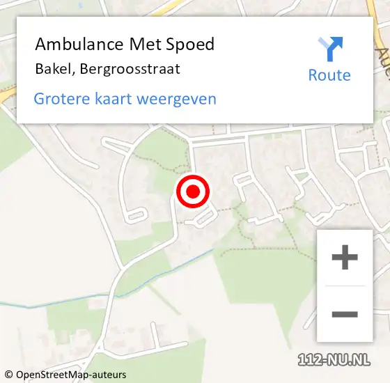 Locatie op kaart van de 112 melding: Ambulance Met Spoed Naar Bakel, Bergroosstraat op 10 mei 2017 00:46