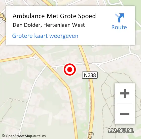 Locatie op kaart van de 112 melding: Ambulance Met Grote Spoed Naar Den Dolder, Hertenlaan West op 20 januari 2014 01:58