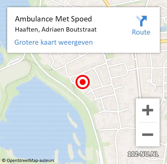 Locatie op kaart van de 112 melding: Ambulance Met Spoed Naar Haaften, Adriaen Boutstraat op 10 mei 2017 01:11