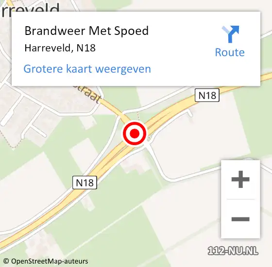 Locatie op kaart van de 112 melding: Brandweer Met Spoed Naar Harreveld, N18 op 10 mei 2017 01:14