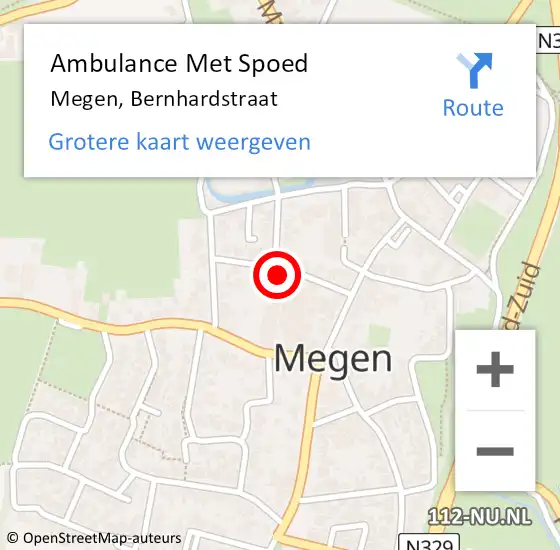 Locatie op kaart van de 112 melding: Ambulance Met Spoed Naar Megen, Bernhardstraat op 10 mei 2017 02:03