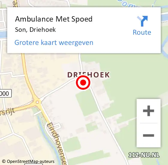 Locatie op kaart van de 112 melding: Ambulance Met Spoed Naar Son, Driehoek op 10 mei 2017 02:50