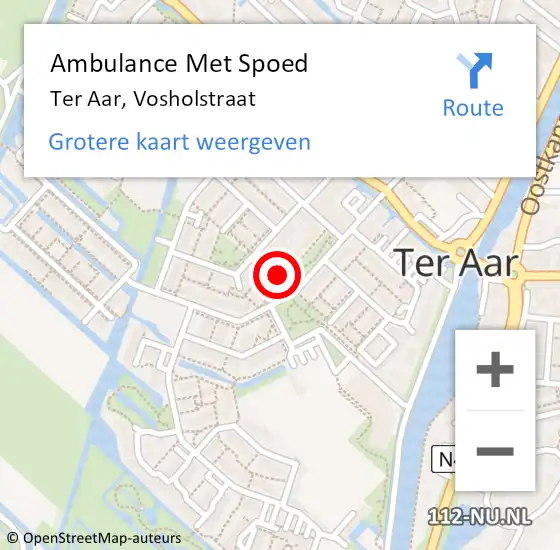 Locatie op kaart van de 112 melding: Ambulance Met Spoed Naar Ter Aar, Vosholstraat op 10 mei 2017 03:01