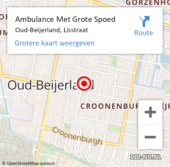 Locatie op kaart van de 112 melding: Ambulance Met Grote Spoed Naar Oud-Beijerland, Lisstraat op 10 mei 2017 03:12