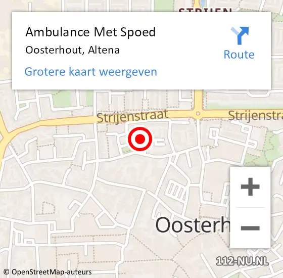 Locatie op kaart van de 112 melding: Ambulance Met Spoed Naar Oosterhout, Altena op 10 mei 2017 05:18