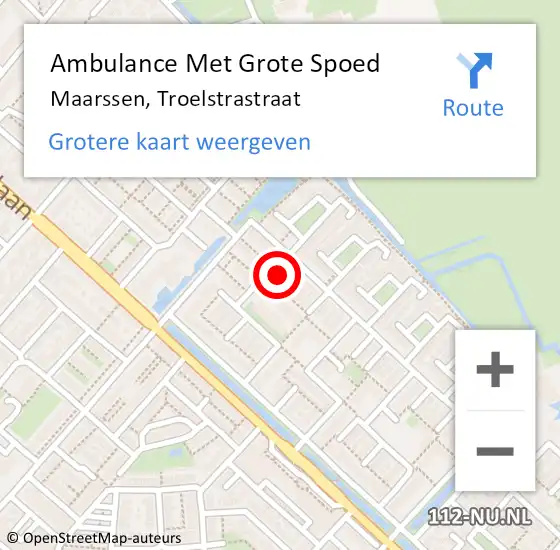 Locatie op kaart van de 112 melding: Ambulance Met Grote Spoed Naar Maarssen, Troelstrastraat op 10 mei 2017 05:21