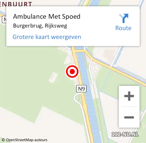 Locatie op kaart van de 112 melding: Ambulance Met Spoed Naar Burgerbrug, Rijksweg op 10 mei 2017 05:31