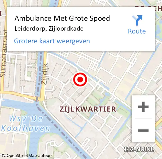 Locatie op kaart van de 112 melding: Ambulance Met Grote Spoed Naar Leiderdorp, Zijloordkade op 10 mei 2017 05:40