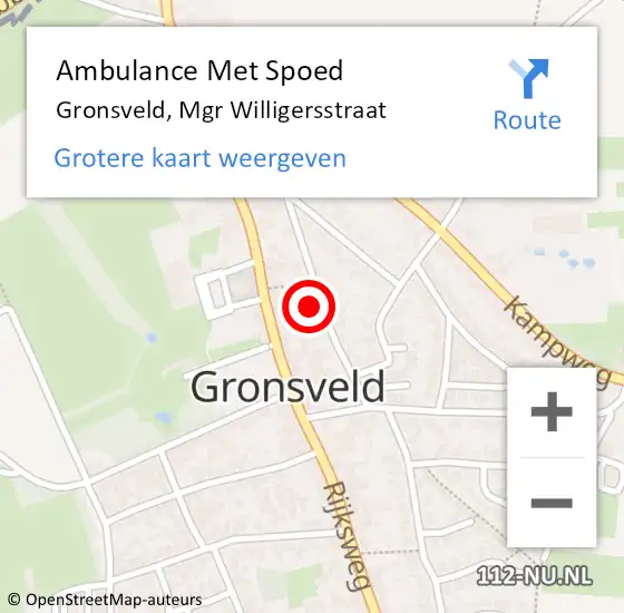 Locatie op kaart van de 112 melding: Ambulance Met Spoed Naar Gronsveld, Mgr Willigersstraat op 20 januari 2014 02:39