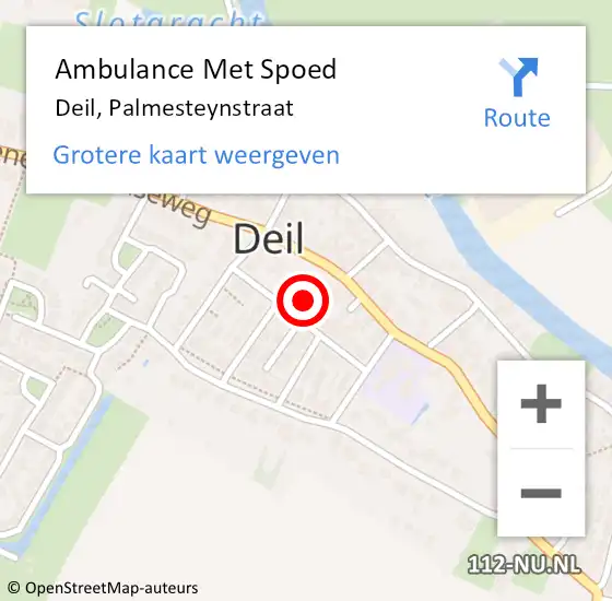 Locatie op kaart van de 112 melding: Ambulance Met Spoed Naar Deil, Palmesteynstraat op 10 mei 2017 07:48