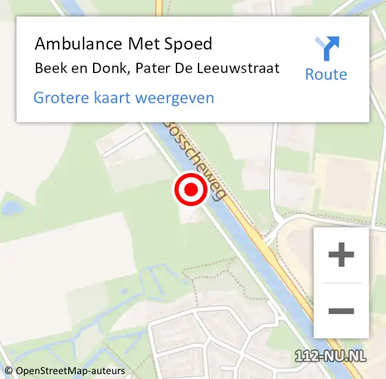 Locatie op kaart van de 112 melding: Ambulance Met Spoed Naar Beek en Donk, Pater De Leeuwstraat op 10 mei 2017 08:37