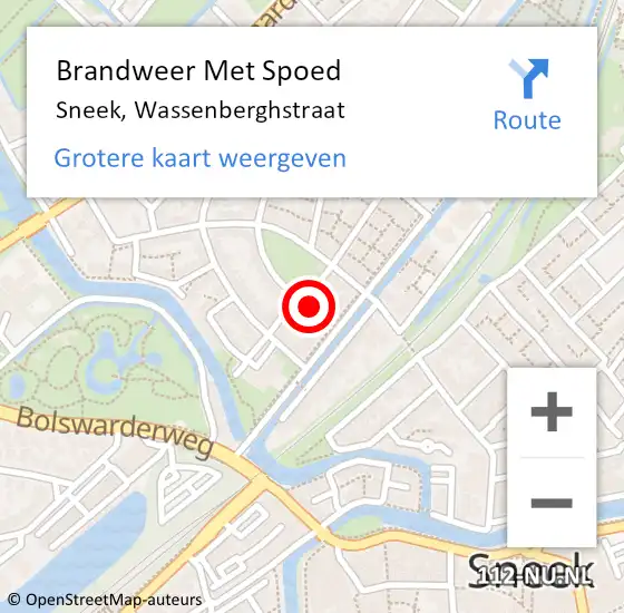 Locatie op kaart van de 112 melding: Brandweer Met Spoed Naar Sneek, Wassenberghstraat op 10 mei 2017 08:39