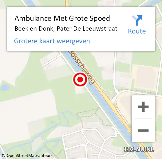 Locatie op kaart van de 112 melding: Ambulance Met Grote Spoed Naar Beek en Donk, Pater De Leeuwstraat op 10 mei 2017 08:40