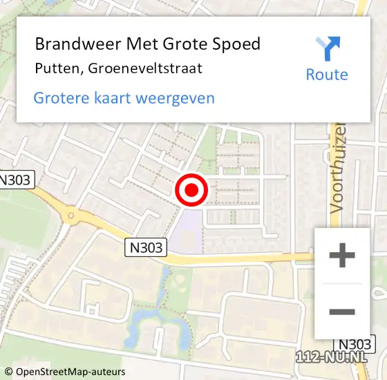 Locatie op kaart van de 112 melding: Brandweer Met Grote Spoed Naar Putten, Groeneveltstraat op 10 mei 2017 08:42