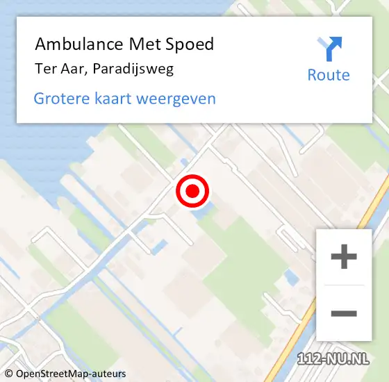 Locatie op kaart van de 112 melding: Ambulance Met Spoed Naar Ter Aar, Paradijsweg op 10 mei 2017 08:47