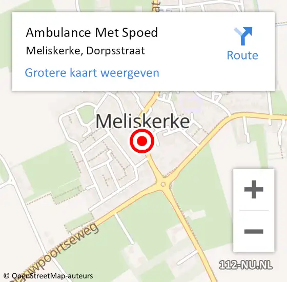 Locatie op kaart van de 112 melding: Ambulance Met Spoed Naar Meliskerke, Dorpsstraat op 10 mei 2017 08:56