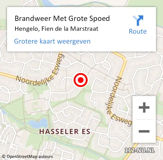 Locatie op kaart van de 112 melding: Brandweer Met Grote Spoed Naar Hengelo, Fien de la Marstraat op 10 mei 2017 11:10