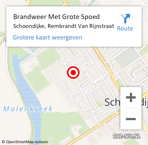 Locatie op kaart van de 112 melding: Brandweer Met Grote Spoed Naar Schoondijke, Rembrandt Van Rijnstraat op 10 mei 2017 11:29