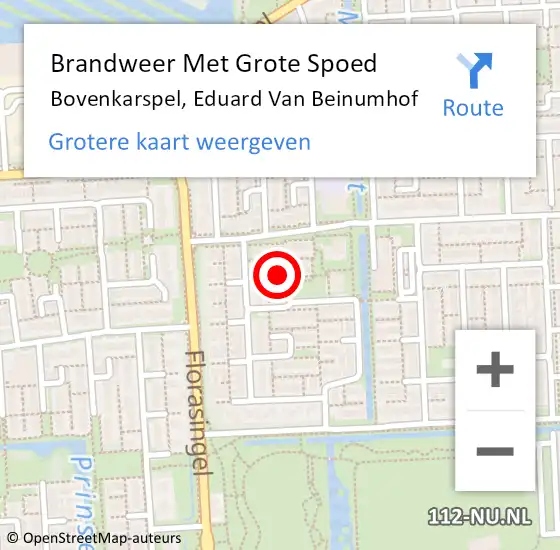 Locatie op kaart van de 112 melding: Brandweer Met Grote Spoed Naar Bovenkarspel, Eduard Van Beinumhof op 10 mei 2017 11:45