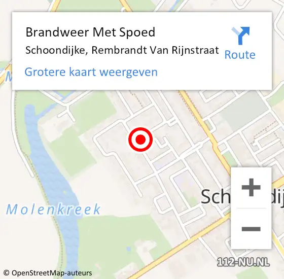 Locatie op kaart van de 112 melding: Brandweer Met Spoed Naar Schoondijke, Rembrandt Van Rijnstraat op 10 mei 2017 11:51