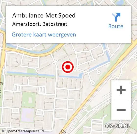 Locatie op kaart van de 112 melding: Ambulance Met Spoed Naar Amersfoort, Batostraat op 10 mei 2017 12:07