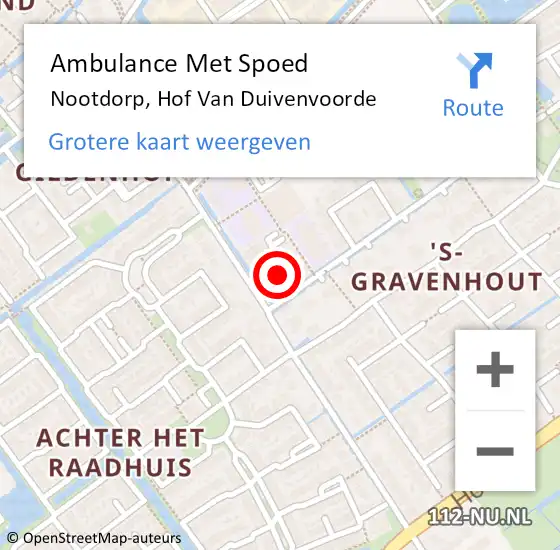 Locatie op kaart van de 112 melding: Ambulance Met Spoed Naar Nootdorp, Hof Van Duivenvoorde op 10 mei 2017 12:25