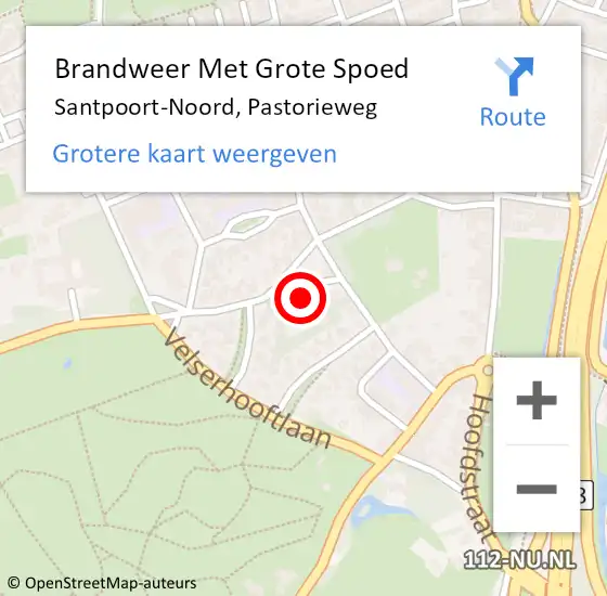 Locatie op kaart van de 112 melding: Brandweer Met Grote Spoed Naar Santpoort-Noord, Pastorieweg op 10 mei 2017 12:38