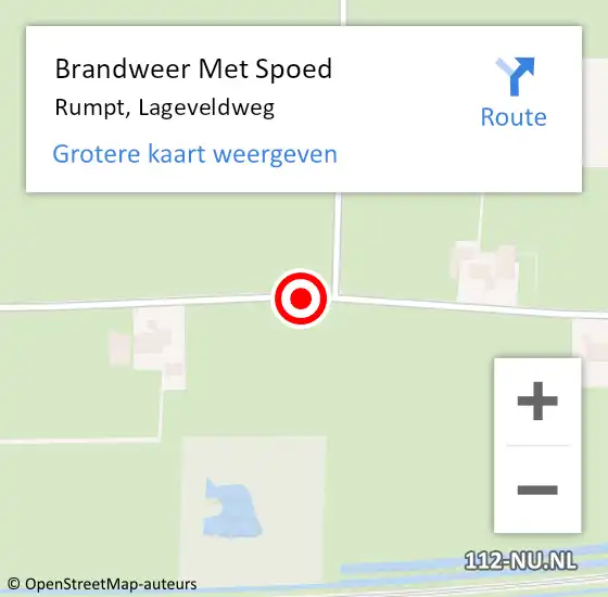 Locatie op kaart van de 112 melding: Brandweer Met Spoed Naar Rumpt, Lageveldweg op 10 mei 2017 12:50