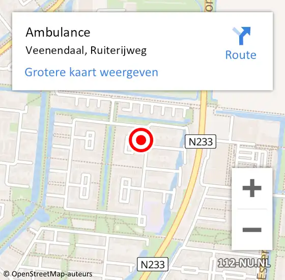 Locatie op kaart van de 112 melding: Ambulance Veenendaal, Ruiterijweg op 10 mei 2017 13:26