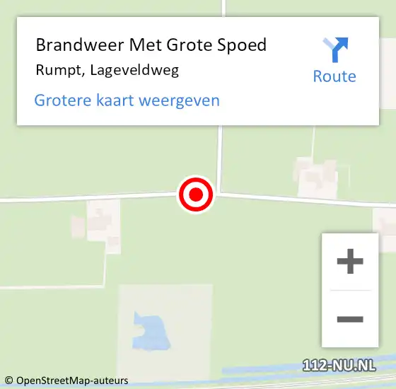 Locatie op kaart van de 112 melding: Brandweer Met Grote Spoed Naar Rumpt, Lageveldweg op 10 mei 2017 13:39