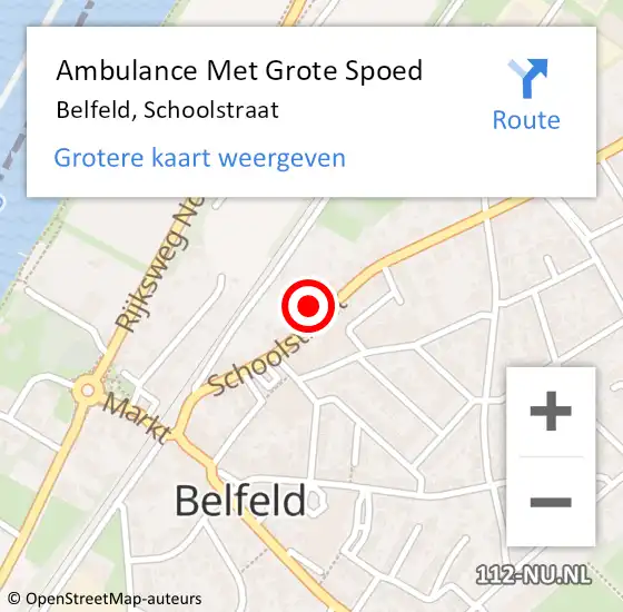 Locatie op kaart van de 112 melding: Ambulance Met Grote Spoed Naar Belfeld, Schoolstraat op 10 mei 2017 13:46