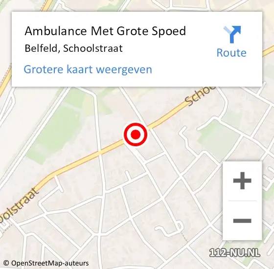 Locatie op kaart van de 112 melding: Ambulance Met Grote Spoed Naar Belfeld, Schoolstraat op 10 mei 2017 13:48