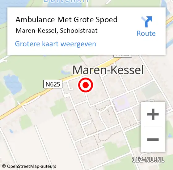 Locatie op kaart van de 112 melding: Ambulance Met Grote Spoed Naar Maren-Kessel, Schoolstraat op 10 mei 2017 13:51