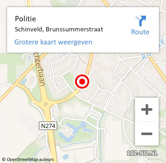 Locatie op kaart van de 112 melding: Politie Schinveld, Brunssummerstraat op 10 mei 2017 13:58