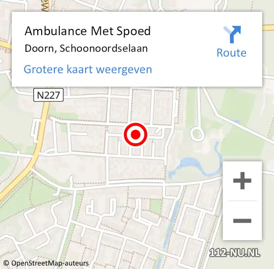 Locatie op kaart van de 112 melding: Ambulance Met Spoed Naar Doorn, Schoonoordselaan op 10 mei 2017 13:59