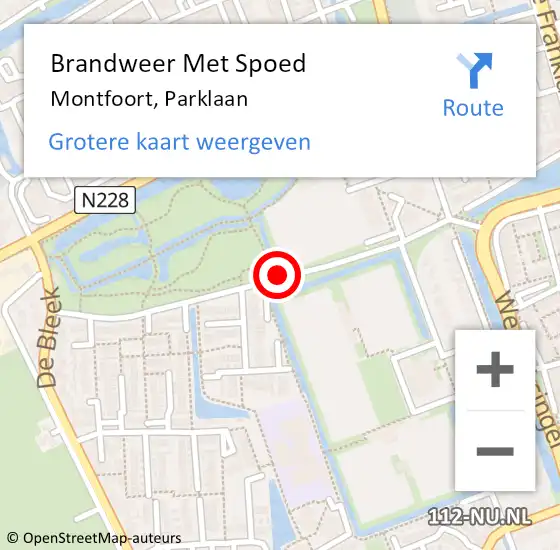 Locatie op kaart van de 112 melding: Brandweer Met Spoed Naar Montfoort, Parklaan op 10 mei 2017 13:59