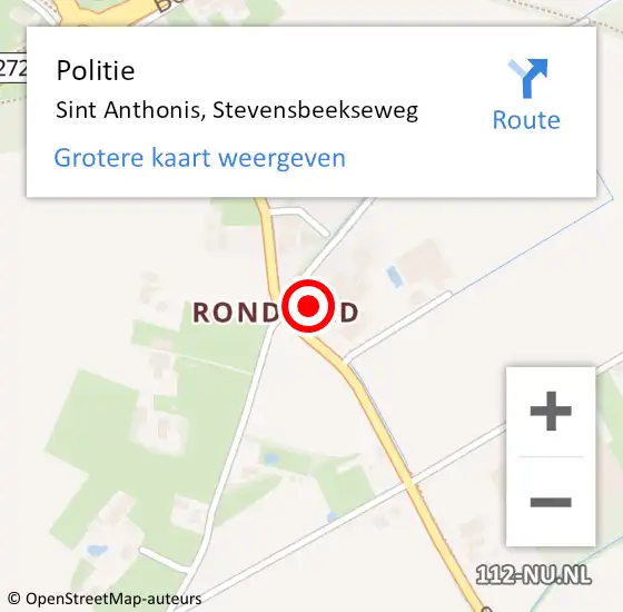 Locatie op kaart van de 112 melding: Politie Sint Anthonis, Stevensbeekseweg op 10 mei 2017 14:03