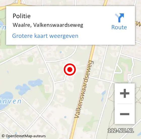 Locatie op kaart van de 112 melding: Politie Waalre, Valkenswaardseweg op 10 mei 2017 14:05