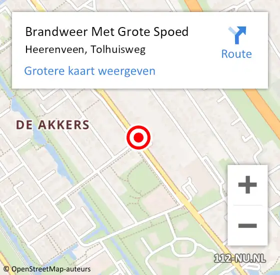 Locatie op kaart van de 112 melding: Brandweer Met Grote Spoed Naar Heerenveen, Tolhuisweg op 10 mei 2017 14:10