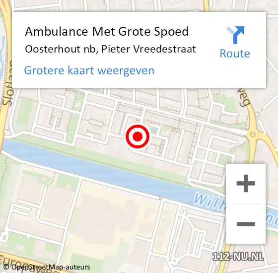 Locatie op kaart van de 112 melding: Ambulance Met Grote Spoed Naar Oosterhout nb, Pieter Vreedestraat op 10 mei 2017 14:24