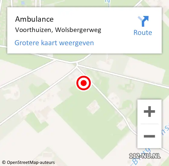 Locatie op kaart van de 112 melding: Ambulance Voorthuizen, Wolsbergerweg op 10 mei 2017 14:24