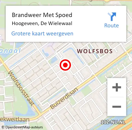 Locatie op kaart van de 112 melding: Brandweer Met Spoed Naar Hoogeveen, De Wielewaal op 10 mei 2017 15:20