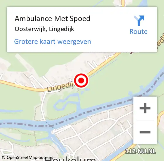 Locatie op kaart van de 112 melding: Ambulance Met Spoed Naar Oosterwijk, Lingedijk op 10 mei 2017 15:47