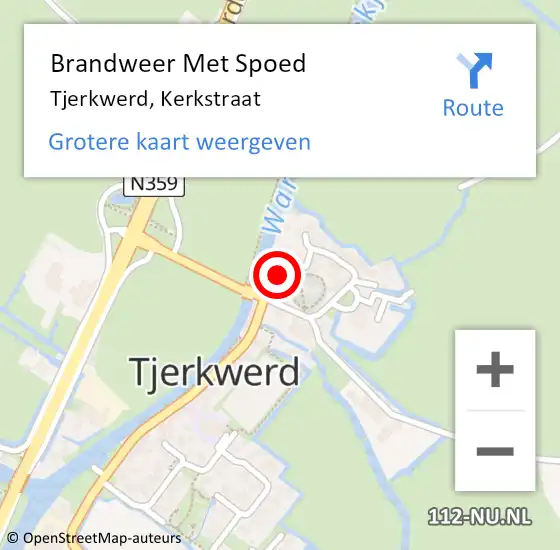 Locatie op kaart van de 112 melding: Brandweer Met Spoed Naar Tjerkwerd, Kerkstraat op 10 mei 2017 15:51