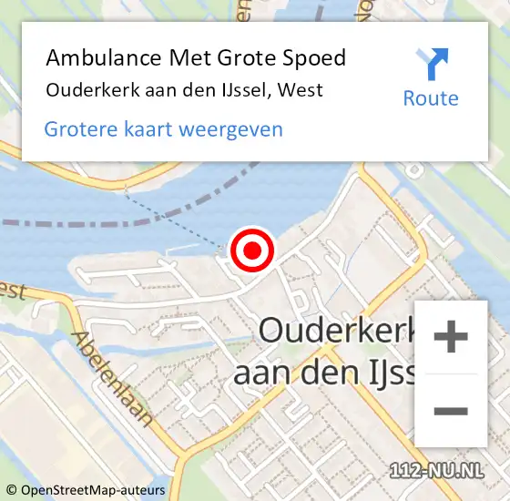 Locatie op kaart van de 112 melding: Ambulance Met Grote Spoed Naar Ouderkerk aan den IJssel, West op 10 mei 2017 16:21