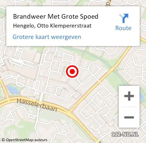 Locatie op kaart van de 112 melding: Brandweer Met Grote Spoed Naar Hengelo, Otto Klempererstraat op 10 mei 2017 16:23