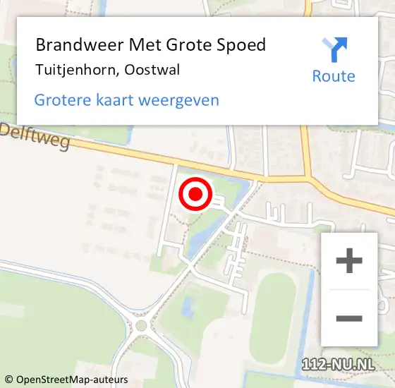 Locatie op kaart van de 112 melding: Brandweer Met Grote Spoed Naar Tuitjenhorn, Oostwal op 10 mei 2017 16:25